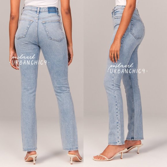 NWT ABERCROMBIE 90s Ultra High Rise Slim Straight Jean Light Blue size 28 - Picture 5 of 16